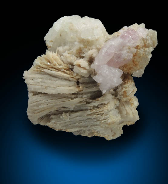 Quartz var. Rose Quartz Crystals on Albite with Muscovite with Cookeite from Rose Quartz Locality, Plumbago Mountain, Newry, Oxford County, Maine