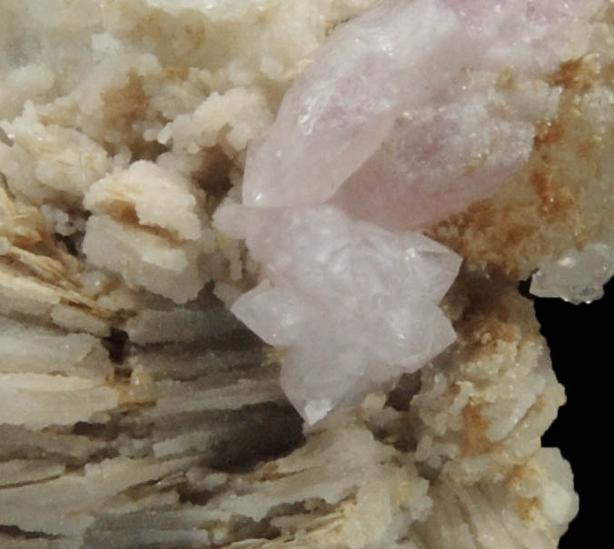 Quartz var. Rose Quartz Crystals on Albite with Muscovite with Cookeite from Rose Quartz Locality, Plumbago Mountain, Newry, Oxford County, Maine