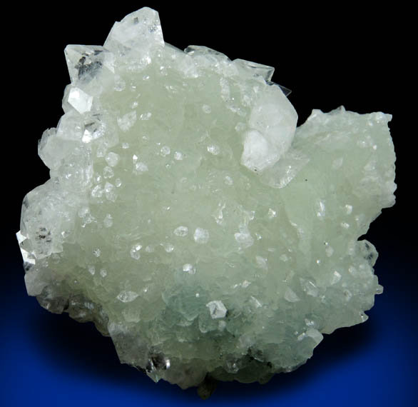 Apophyllite on Prehnite from O and G Industries Southbury Quarry, Southbury, New Haven County, Connecticut