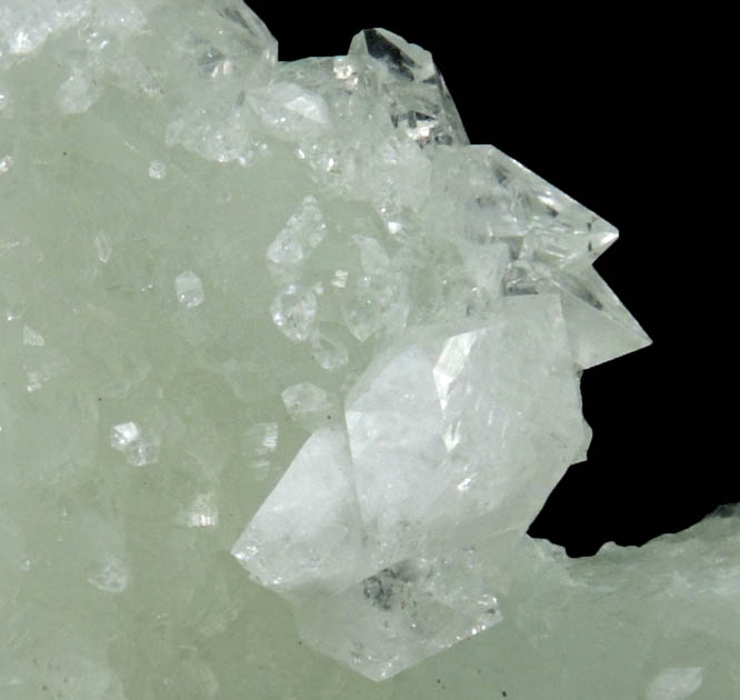 Apophyllite on Prehnite from O and G Industries Southbury Quarry, Southbury, New Haven County, Connecticut