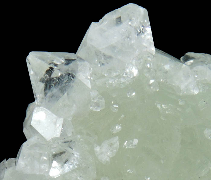 Apophyllite on Prehnite from O and G Industries Southbury Quarry, Southbury, New Haven County, Connecticut