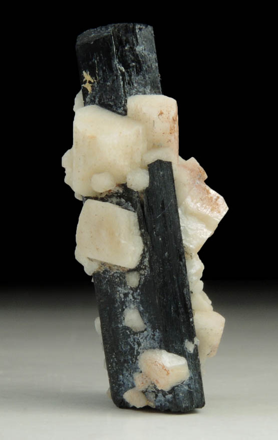 Arfvedsonite (rare twinned terminated Arfvedsonite crystal) with Microcline and Zircon from Hurricane Mountain, east of Intervale, Carroll County, New Hampshire