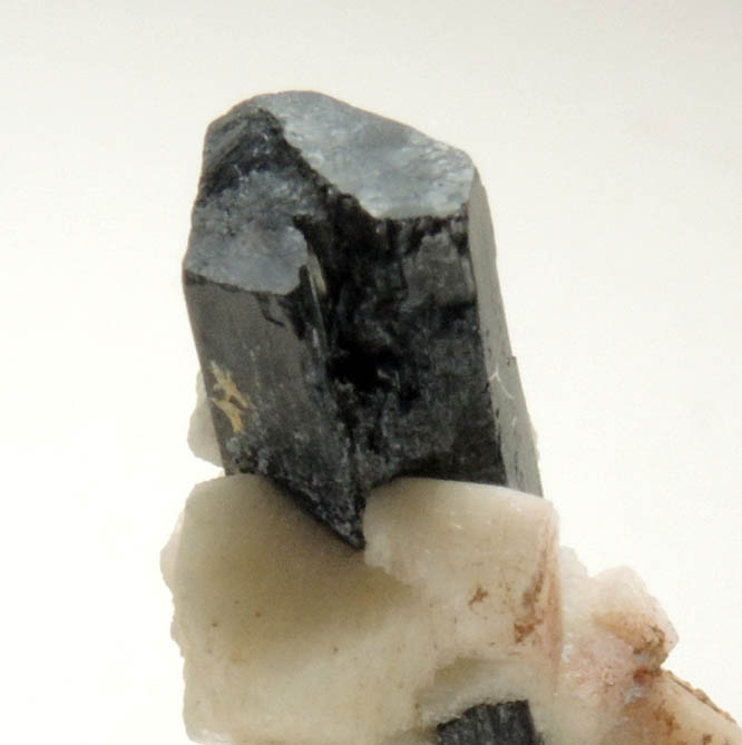 Arfvedsonite (rare twinned terminated Arfvedsonite crystal) with Microcline and Zircon from Hurricane Mountain, east of Intervale, Carroll County, New Hampshire