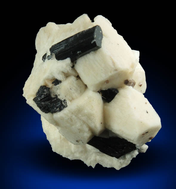 Arfvedsonite (rare terminated Arfvedsonite crystal) on Microcline with Zircon from Hurricane Mountain, east of Intervale, Carroll County, New Hampshire