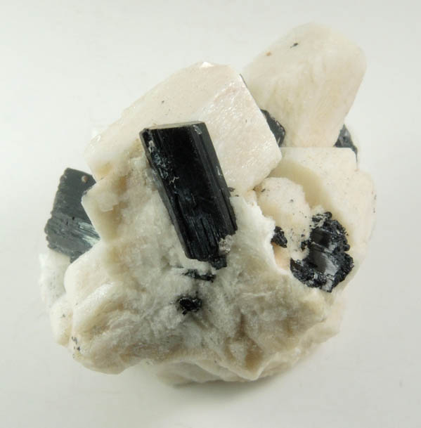 Arfvedsonite (rare terminated Arfvedsonite crystal) on Microcline with Zircon from Hurricane Mountain, east of Intervale, Carroll County, New Hampshire