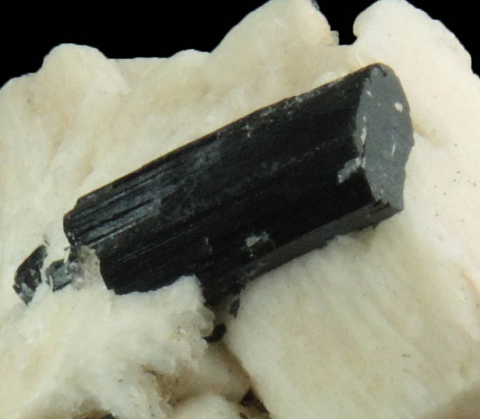 Arfvedsonite (rare terminated Arfvedsonite crystal) on Microcline with Zircon from Hurricane Mountain, east of Intervale, Carroll County, New Hampshire