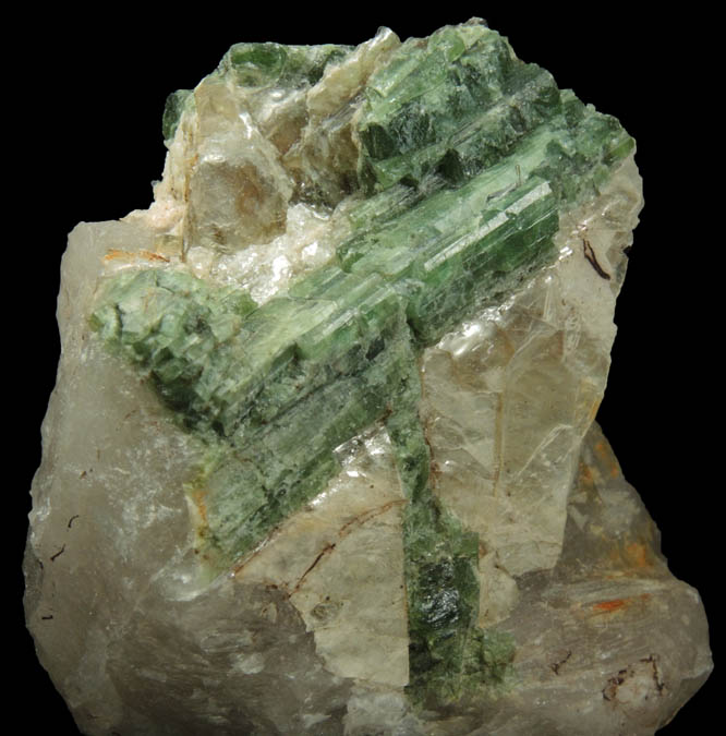 Elbaite Tourmaline in Muscovite on Quartz from Strickland Quarry, Collins Hill, Portland, Middlesex County, Connecticut