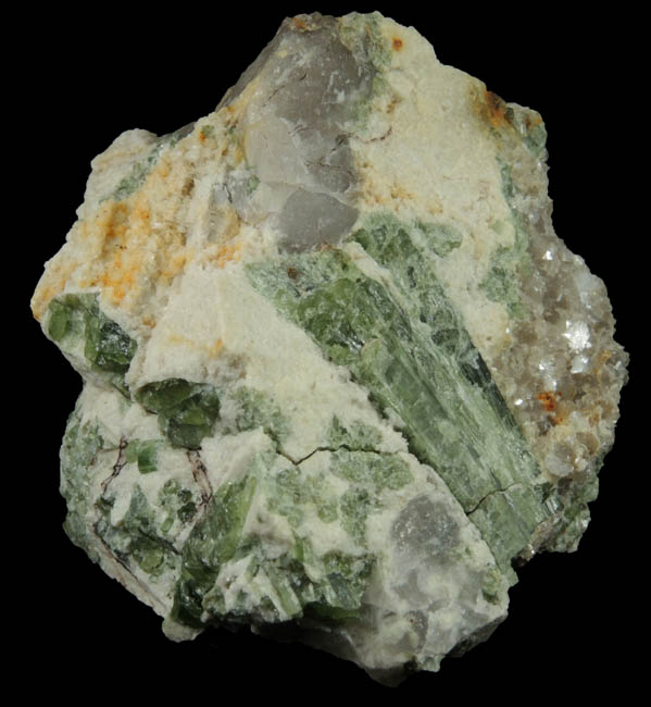 Elbaite Tourmaline in Albite from Strickland Quarry, Collins Hill, Portland, Middlesex County, Connecticut
