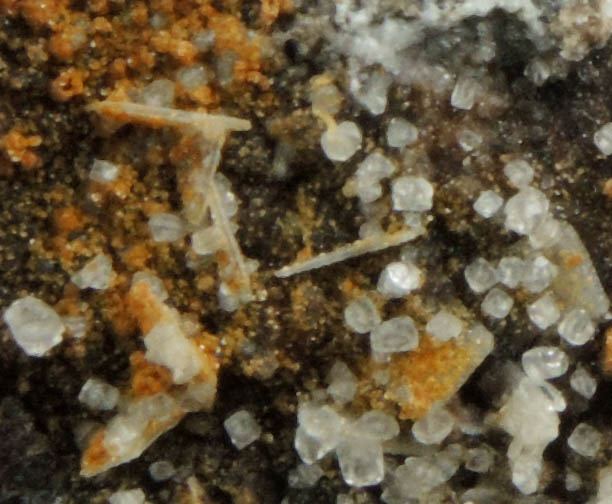 Descloizite, Calcite, Wulfenite, Quartz from Finch Mine, north of Hayden, Banner District, Gila County, Arizona