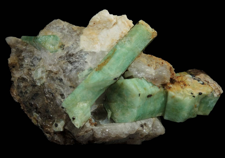 Beryl var. Emerald in Quartz from Mount Dayakou tungsten mine, 6 km northeast of Mengdong village, Malipo County, Yunnan Province, China