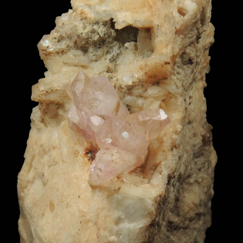 Quartz var. Rose Quartz Crystals on Albite from Rose Quartz Locality, Plumbago Mountain, Newry, Oxford County, Maine