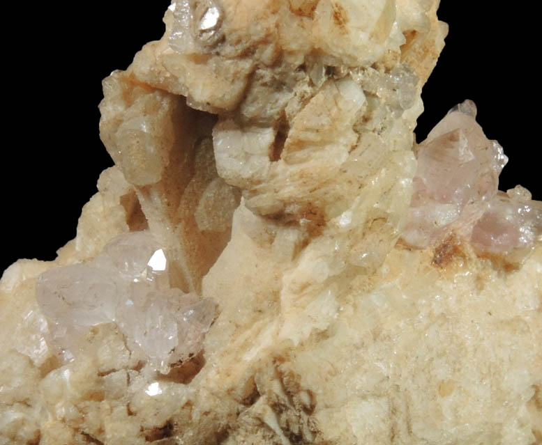 Quartz var. Rose Quartz Crystals on Albite from Rose Quartz Locality, Plumbago Mountain, Newry, Oxford County, Maine