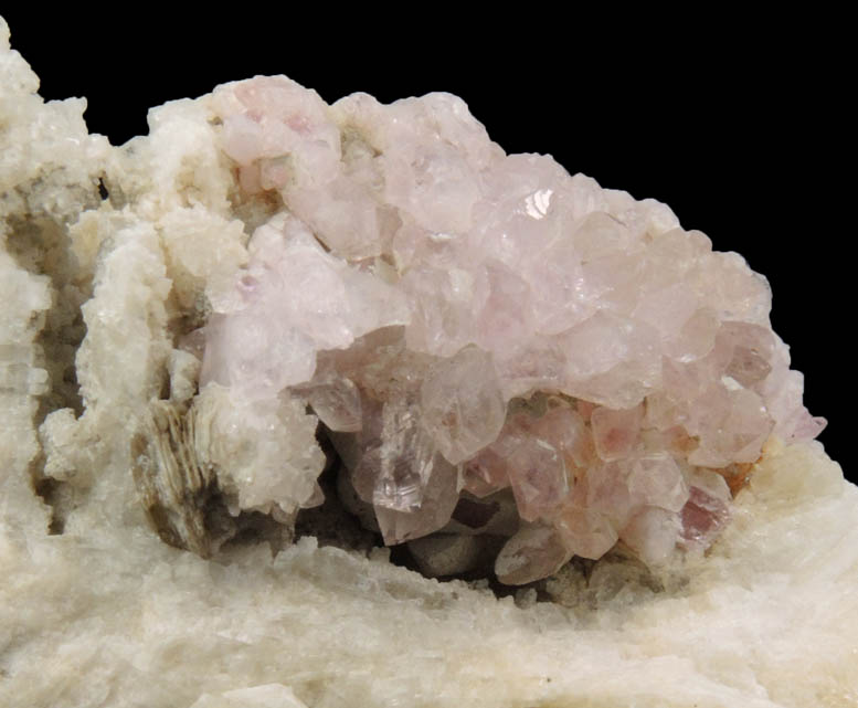 Quartz var. Rose Quartz Crystals from Rose Quartz Locality, Plumbago Mountain, Newry, Oxford County, Maine