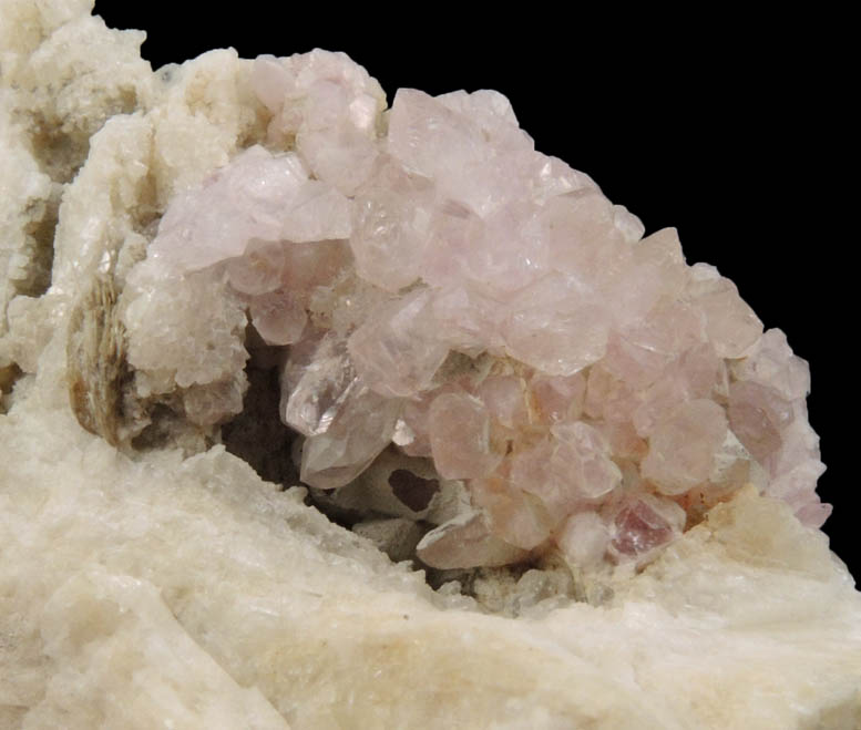 Quartz var. Rose Quartz Crystals from Rose Quartz Locality, Plumbago Mountain, Newry, Oxford County, Maine