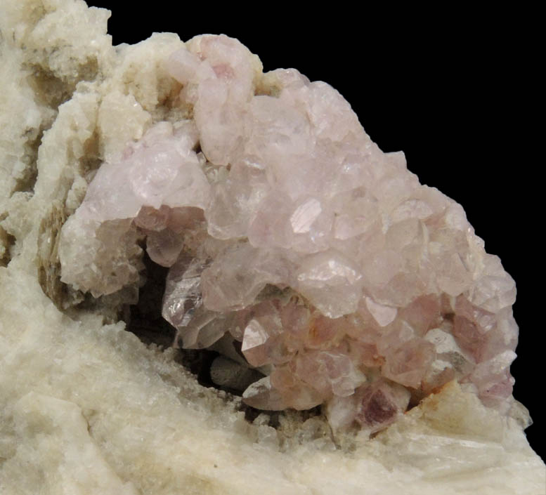 Quartz var. Rose Quartz Crystals from Rose Quartz Locality, Plumbago Mountain, Newry, Oxford County, Maine