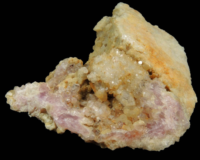 Quartz var. Rose Quartz Crystals with Cookeite on Albite from Rose Quartz Locality, Plumbago Mountain, Newry, Oxford County, Maine