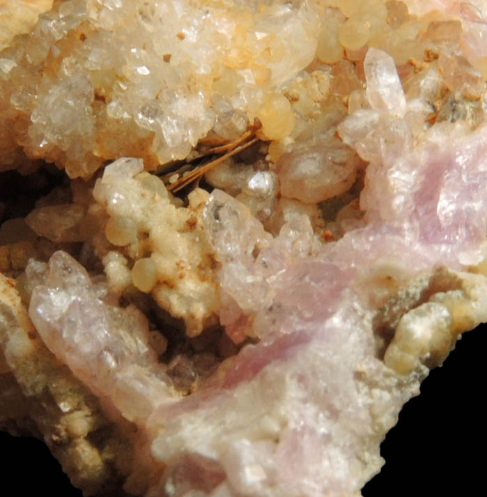 Quartz var. Rose Quartz Crystals with Cookeite on Albite from Rose Quartz Locality, Plumbago Mountain, Newry, Oxford County, Maine