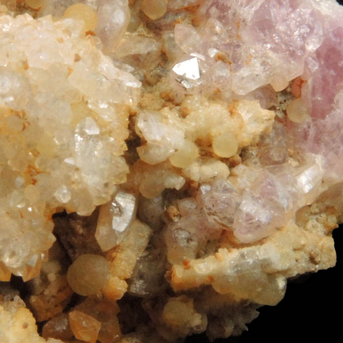 Quartz var. Rose Quartz Crystals with Cookeite on Albite from Rose Quartz Locality, Plumbago Mountain, Newry, Oxford County, Maine