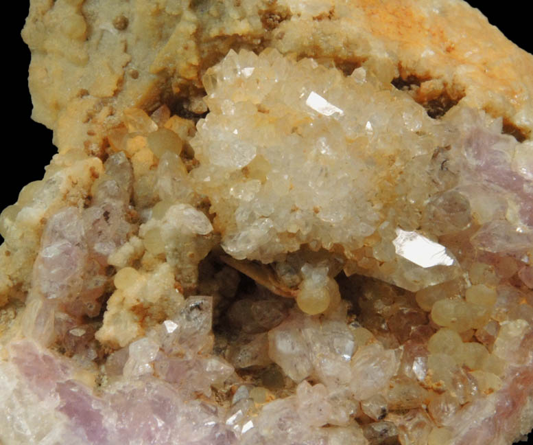 Quartz var. Rose Quartz Crystals with Cookeite on Albite from Rose Quartz Locality, Plumbago Mountain, Newry, Oxford County, Maine