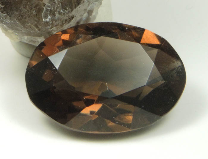 Quartz var. Smoky Quartz with 10.5 carat oval gemstone from Moat Mountain, west of North Conway, Carroll County, New Hampshire