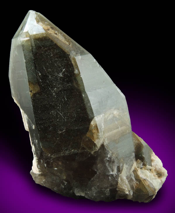 Quartz var. Smoky Quartz with unusual green inclusions from Hurricane Mountain, east of Intervale, Carroll County, New Hampshire