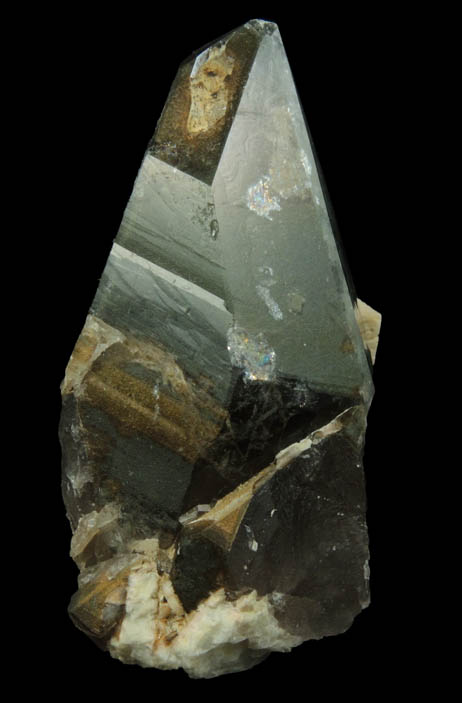 Quartz var. Smoky Quartz with unusual green inclusions from Hurricane Mountain, east of Intervale, Carroll County, New Hampshire