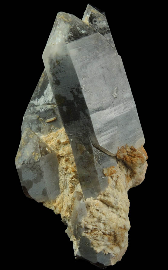 Quartz var. Smoky Quartz on Microcline from Hurricane Mountain, east of Intervale, Carroll County, New Hampshire