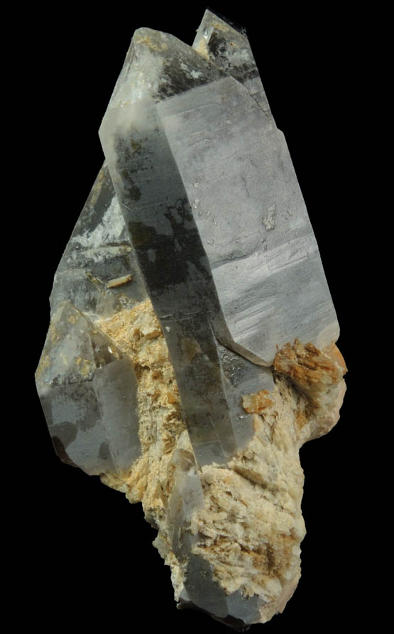 Quartz var. Smoky Quartz on Microcline from Hurricane Mountain, east of Intervale, Carroll County, New Hampshire