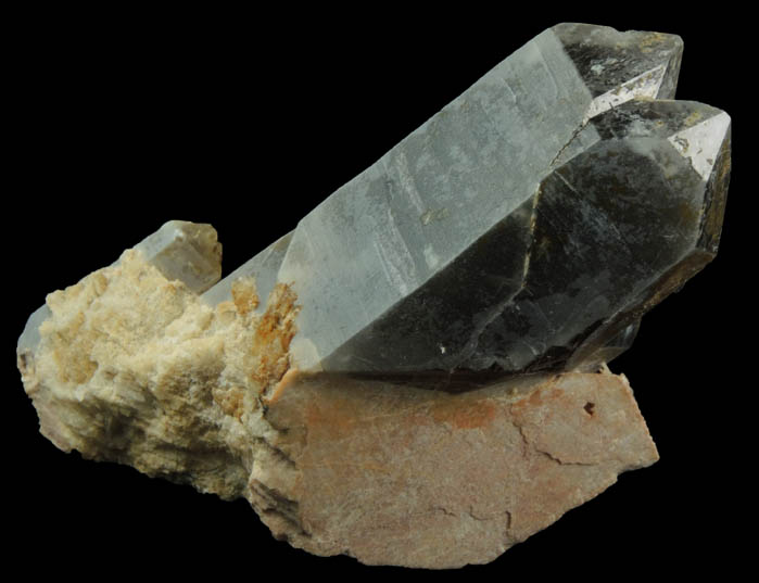 Quartz var. Smoky Quartz on Microcline from Hurricane Mountain, east of Intervale, Carroll County, New Hampshire