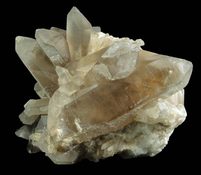 Quartz var. Smoky Quartz on Albite from Lord Hill Quarry, Stoneham, Oxford County, Maine