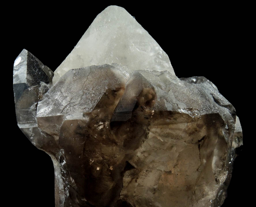 Quartz var. Smoky Quartz over Milky Quartz from Lord Hill Quarry, Stoneham, Oxford County, Maine