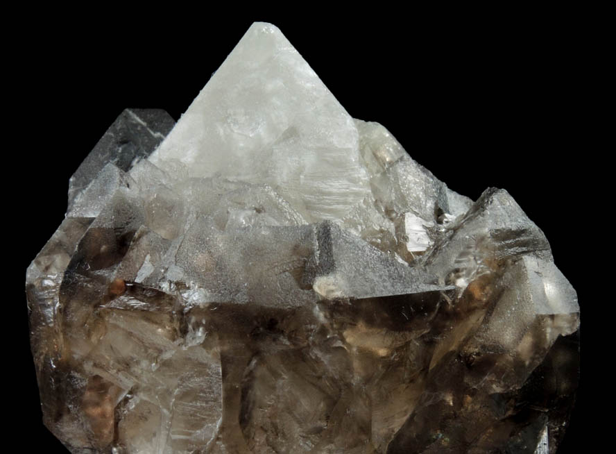 Quartz var. Smoky Quartz over Milky Quartz from Lord Hill Quarry, Stoneham, Oxford County, Maine