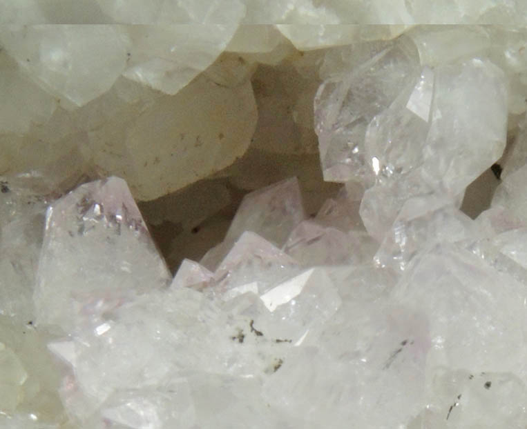 Quartz (amethystine) and Calcite on Datolite from Upper New Street Quarry, Passaic County, New Jersey