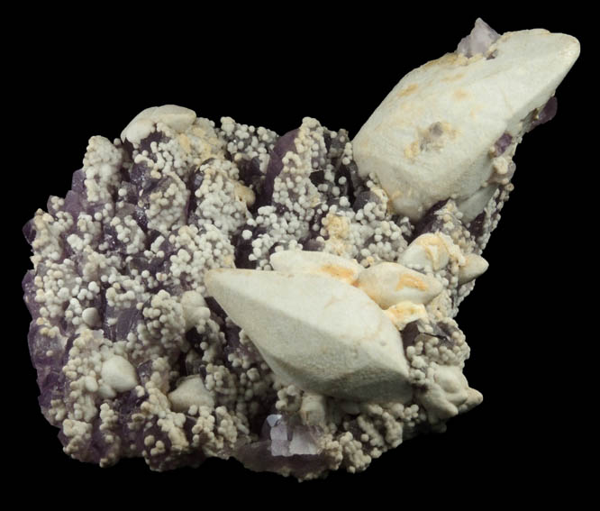 Calcite over Amethyst Quartz from Guanajuato Silver Mining District, Guanajuato, Mexico