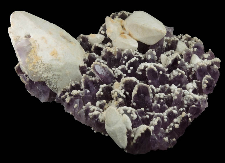 Calcite over Amethyst Quartz from Guanajuato Silver Mining District, Guanajuato, Mexico