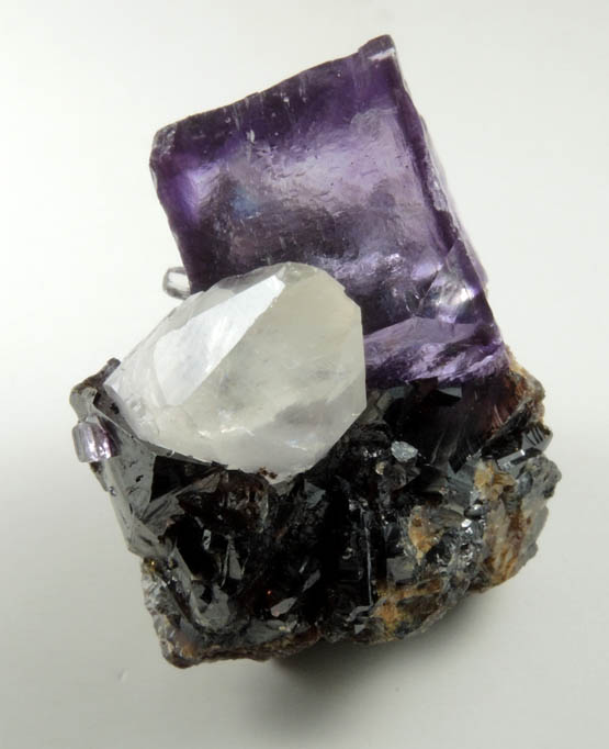 Fluorite and Calcite on Sphalerite from Elmwood Mine, Carthage, Smith County, Tennessee