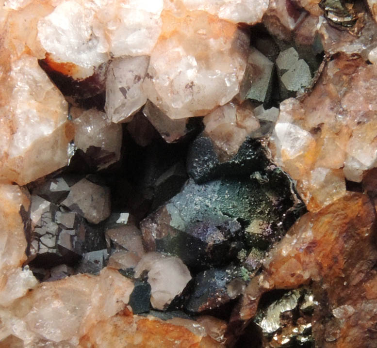 Quartz with Goethite-Hematite coating plus minor Chalcopyrite from Red Bridge Mine, Spring Glen, Ellenville District, Ulster County, New York