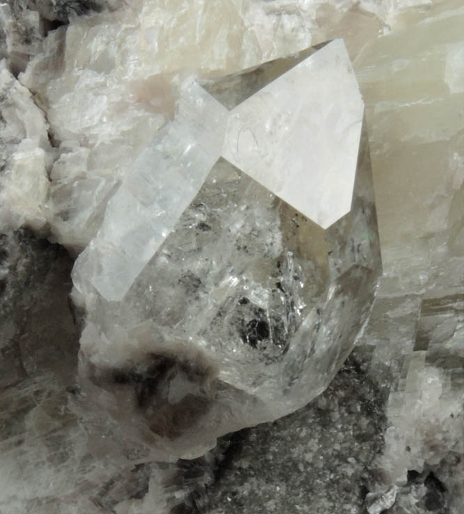 Quartz var. Herkimer Diamond in Calcite with Dolomite from Eastern Rock Products Quarry (Benchmark Quarry), St. Johnsville, Montgomery County, New York