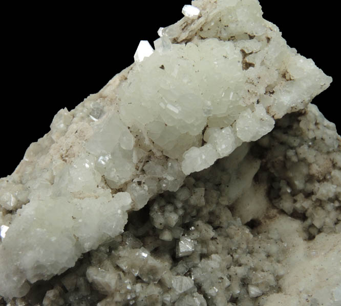 Calcite and Pyrite on Datolite pseudomorphic mold after Anhydrite from Millington Quarry, Bernards Township, Somerset County, New Jersey