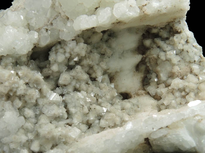 Calcite and Pyrite on Datolite pseudomorphic mold after Anhydrite from Millington Quarry, Bernards Township, Somerset County, New Jersey