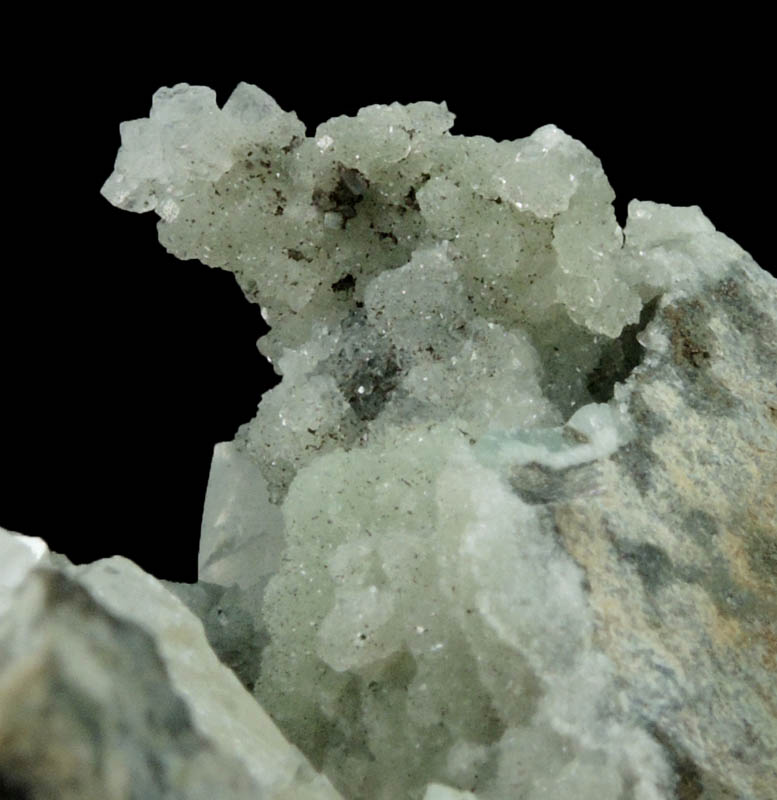 Apophyllite on Prehnite with Calcite from Millington Quarry, Bernards Township, Somerset County, New Jersey