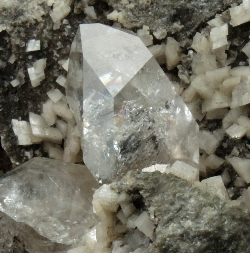 Quartz var. Herkimer Diamond with Dolomite from Eastern Rock Products Quarry (Benchmark Quarry), St. Johnsville, Montgomery County, New York