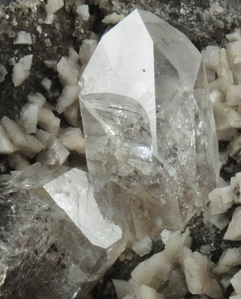 Quartz var. Herkimer Diamond with Dolomite from Eastern Rock Products Quarry (Benchmark Quarry), St. Johnsville, Montgomery County, New York