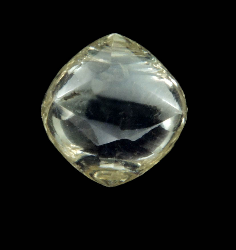 Diamond (1 carat yellow cuttable gem-grade tetrahexahedral crystal) from Williamson Mine, Mwadui, Tanzania