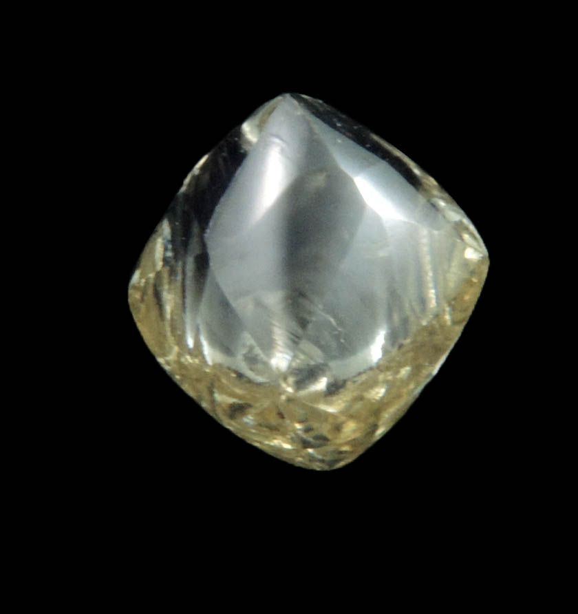 Diamond (1 carat yellow cuttable gem-grade tetrahexahedral crystal) from Williamson Mine, Mwadui, Tanzania