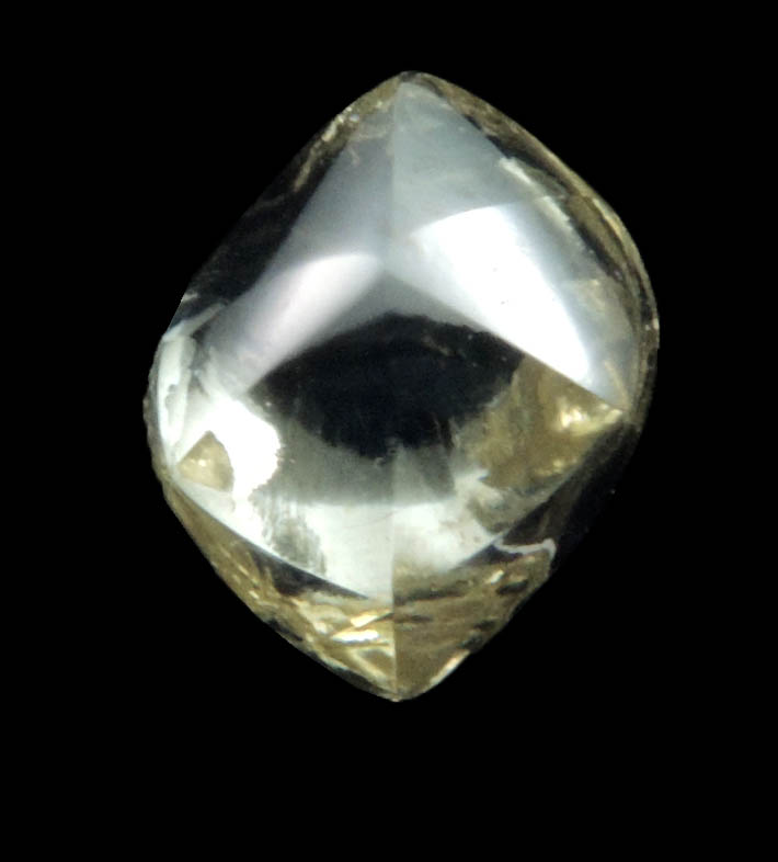 Diamond (1 carat yellow cuttable gem-grade tetrahexahedral crystal) from Williamson Mine, Mwadui, Tanzania