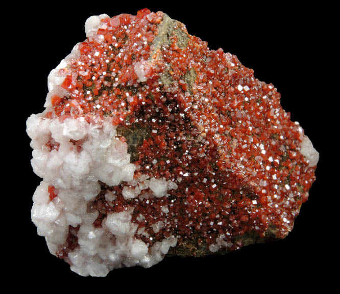 Vanadinite with Calcite from Apache Mine (Vanadium Shaft), 8 km north of Globe, Gila County, Arizona