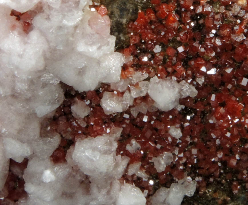 Vanadinite with Calcite from Apache Mine (Vanadium Shaft), 8 km north of Globe, Gila County, Arizona