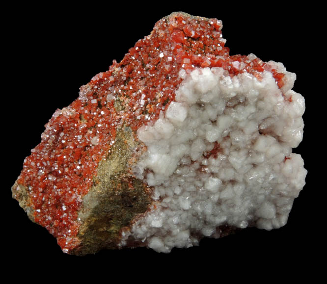 Vanadinite with Calcite from Apache Mine (Vanadium Shaft), 8 km north of Globe, Gila County, Arizona