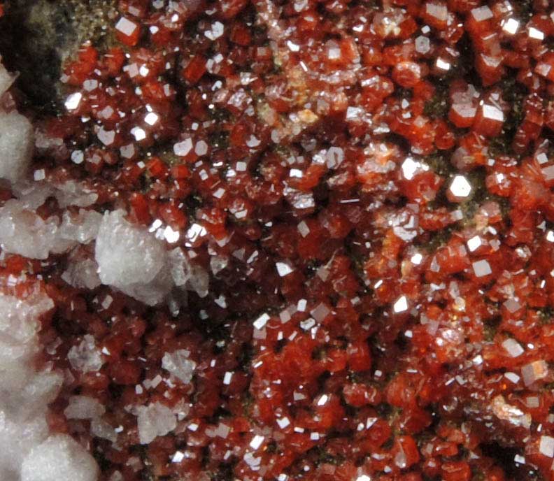 Vanadinite with Calcite from Apache Mine (Vanadium Shaft), 8 km north of Globe, Gila County, Arizona